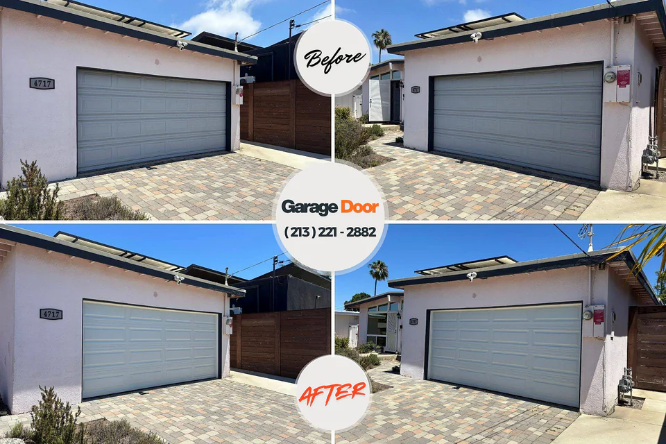 Before and after: garage door repair Little Cypress, TX